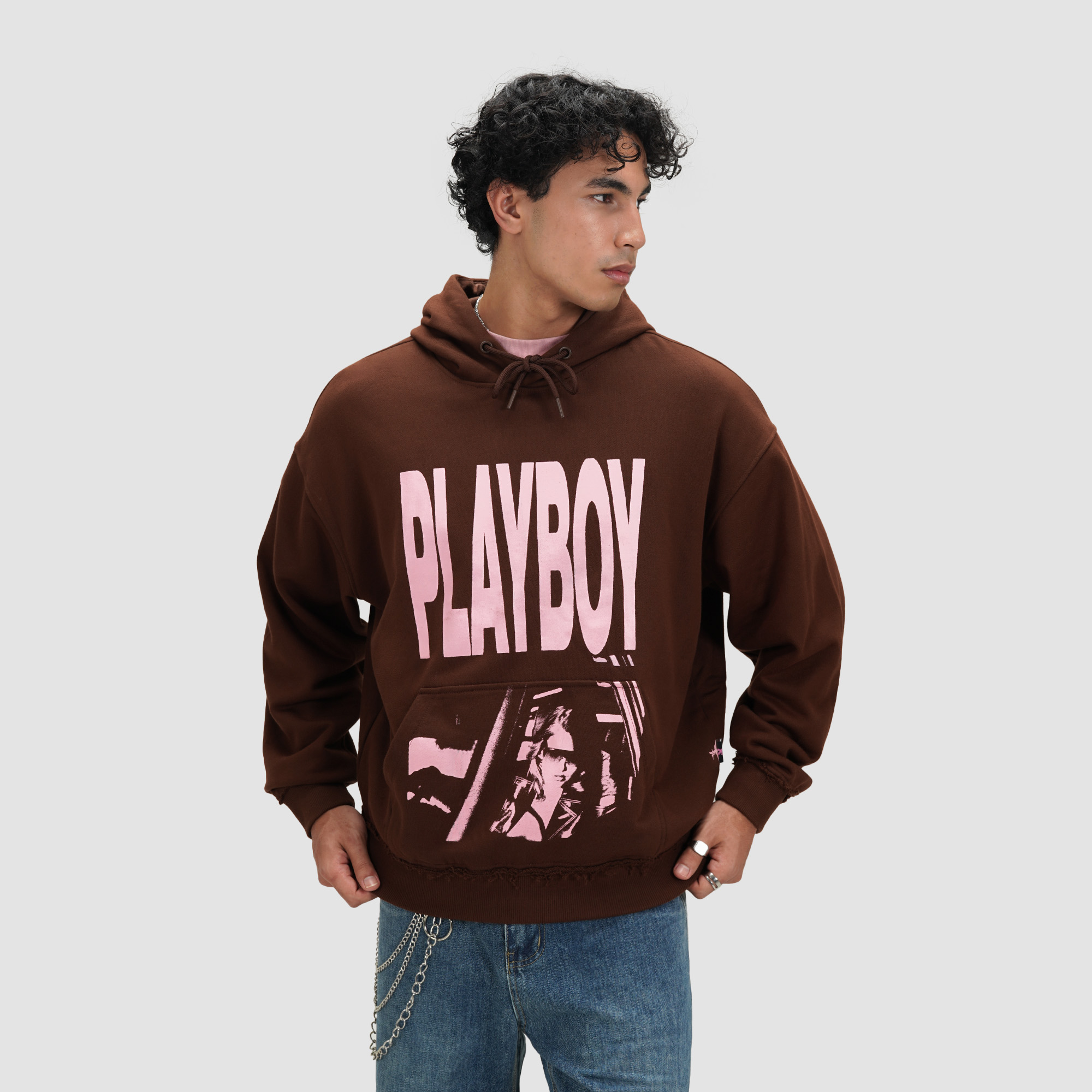 Celciusmen CELCIUS Playboy Bunny Faces Hoodie LIN001604C Dark Brown