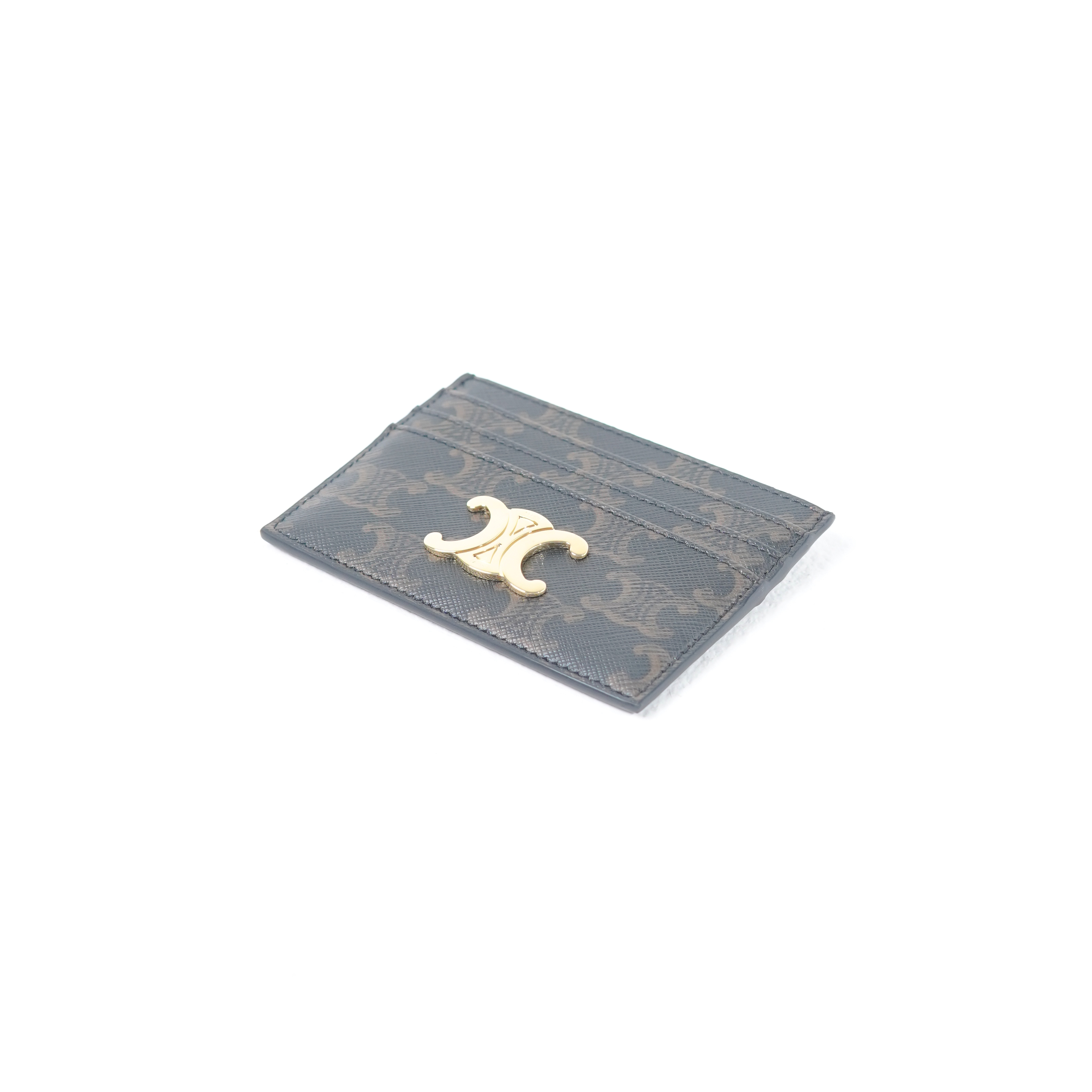 Celine Dompet CELINE TRIOMPHE MONOGRAM BROWN CARD HOLDER 100% ORIGINAL