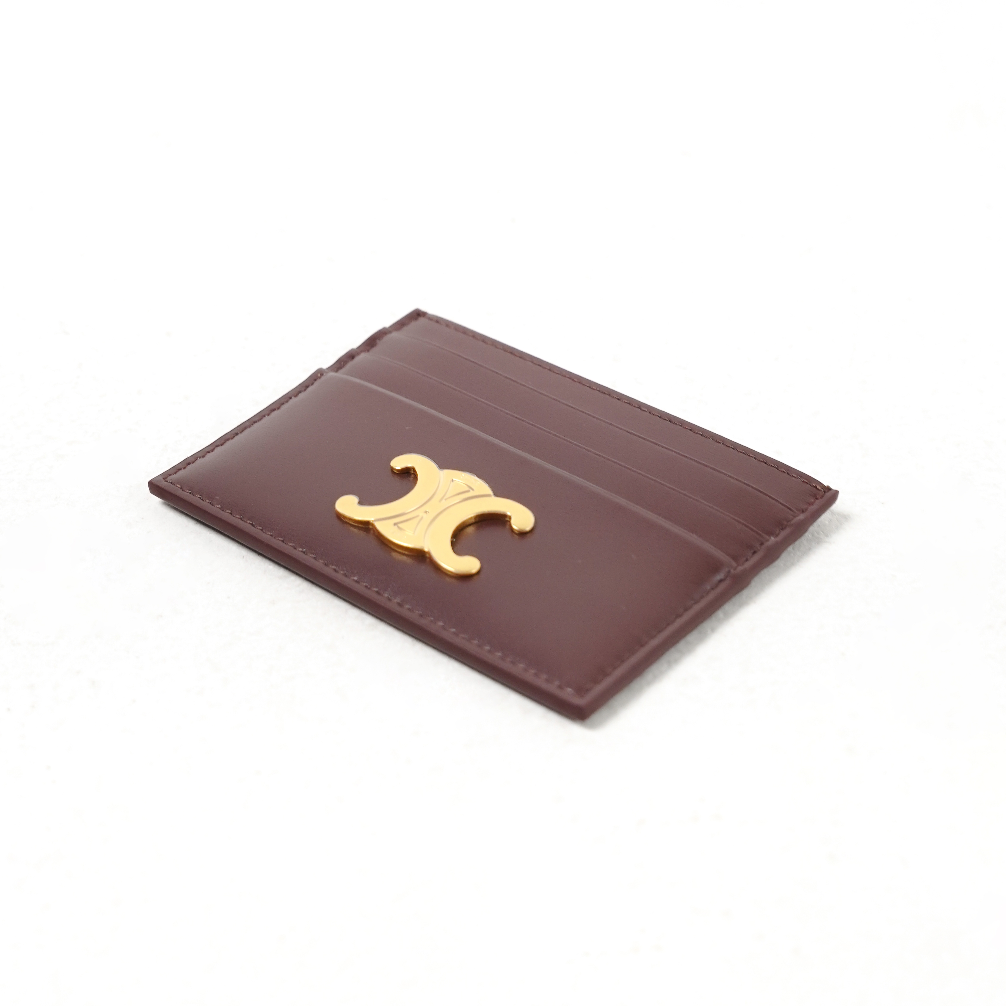 Celine Dompet CELINE TRIOMPHE CALFSKIN GHW CHESTNUT BROWN CARD WALLET 100% ORIGINAL