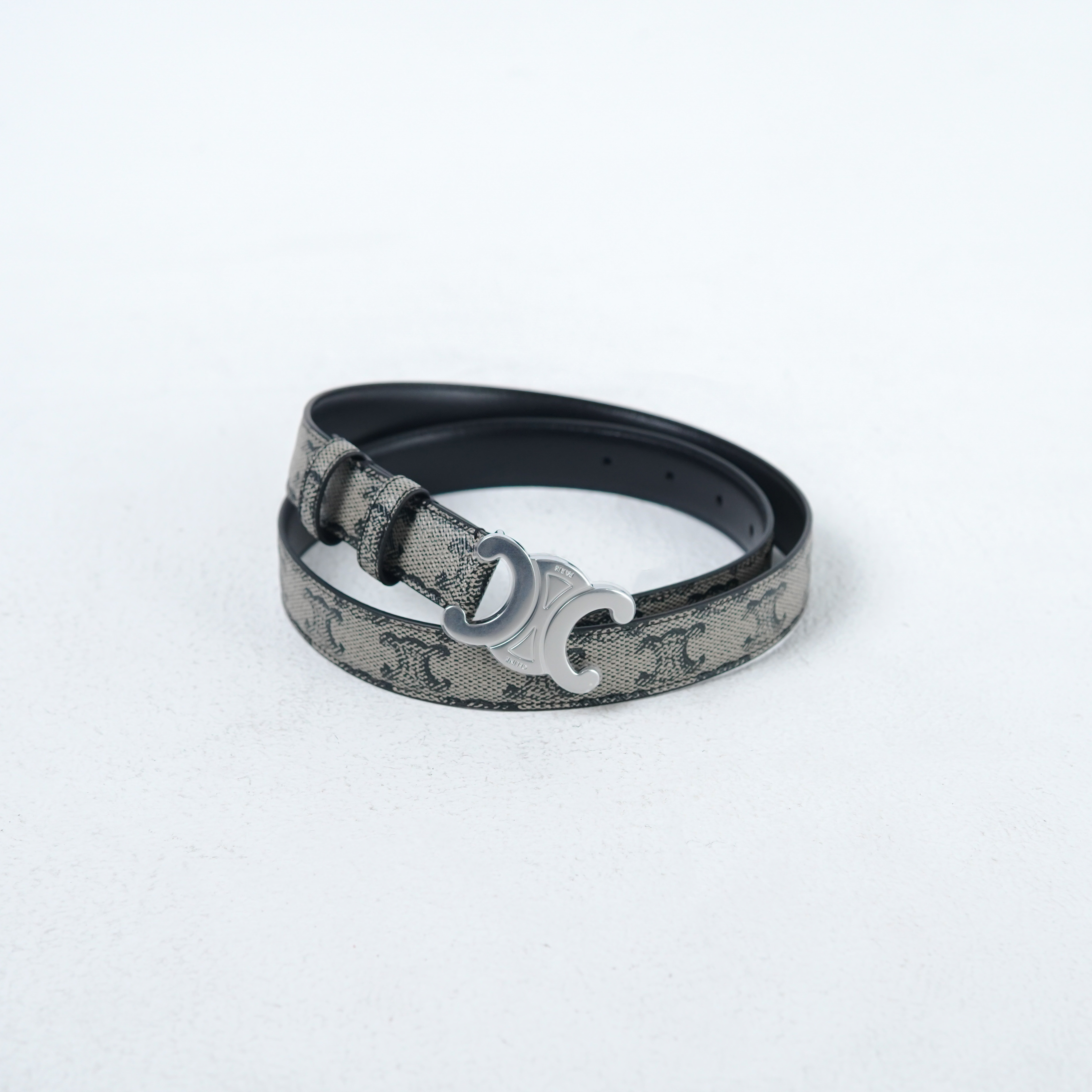 Celine Ikat Pinggang CELINE SHW TRIOMOHE 2.5CM MONOGRAM BEIGE CANVAS BELT 100% ORIGINAL
