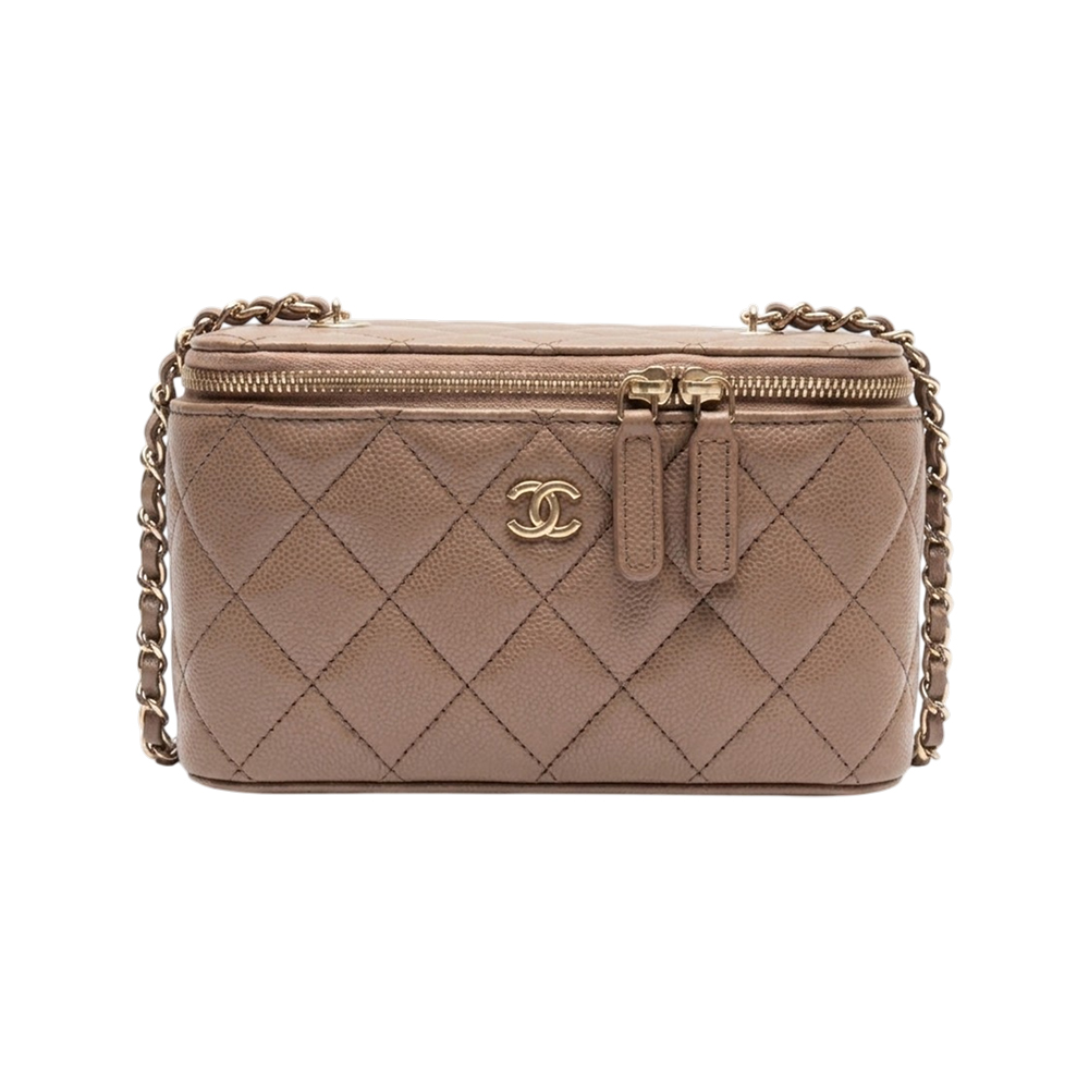 Chanel Classic Small Vanity Case Brown Caviar Ghw