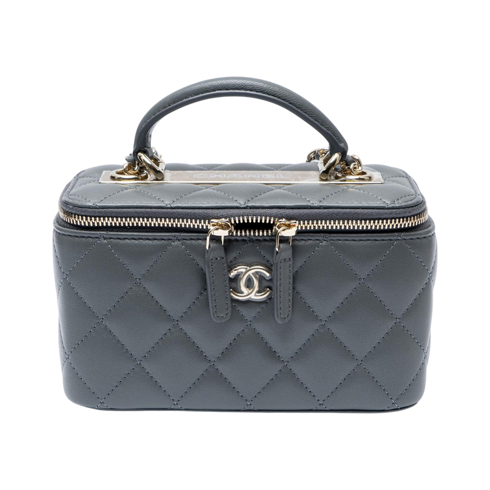 Chanel Vanity Top Handle Bag Lambskin Grey Ghw