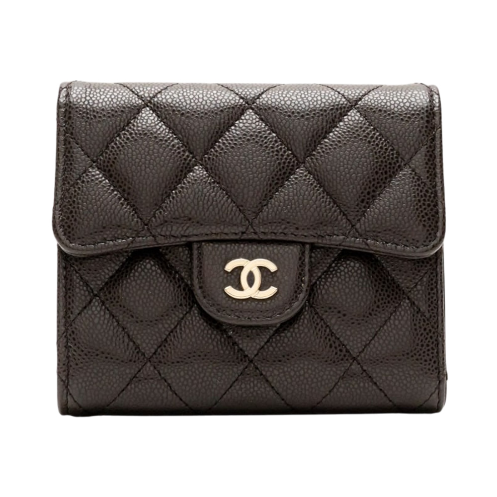 Chanel Classic Small Flap Wallet Caviar Dark Brown Lghw