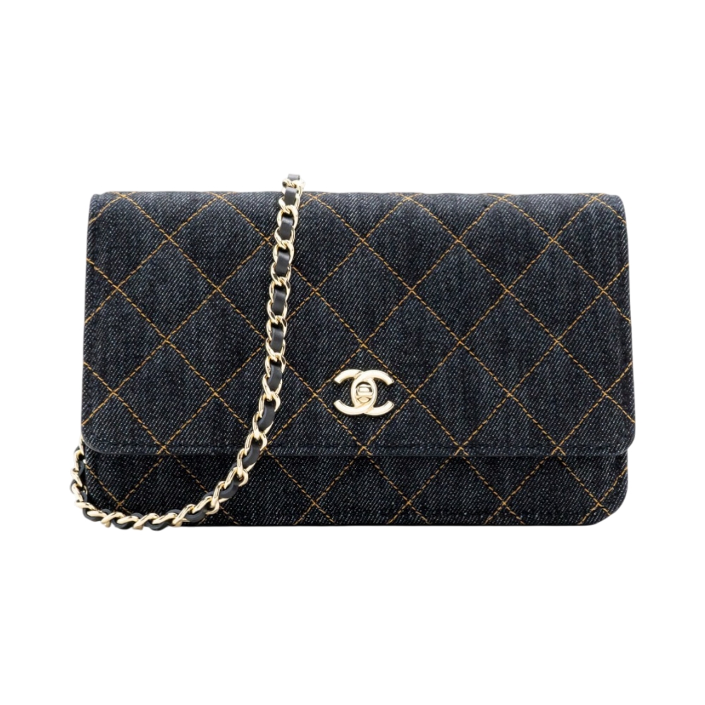 Chanel Classic Wallet On Chain Denim Ghw