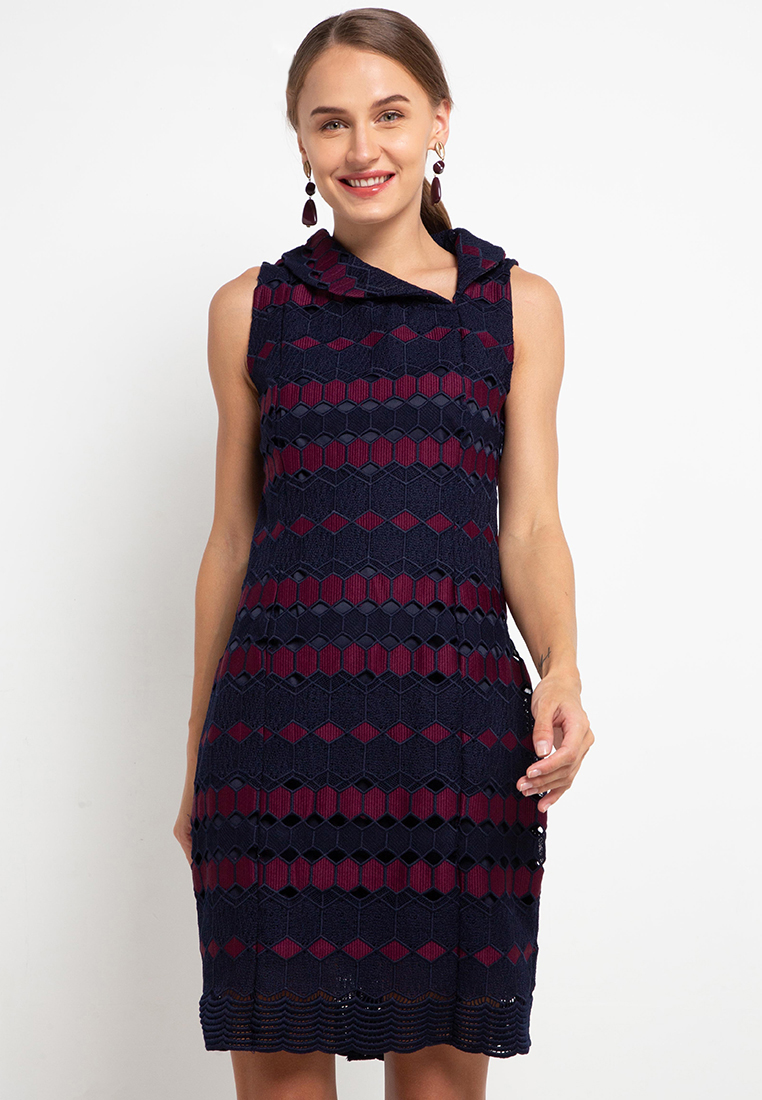 Chanira Sandra Dress-Navy Aubergine