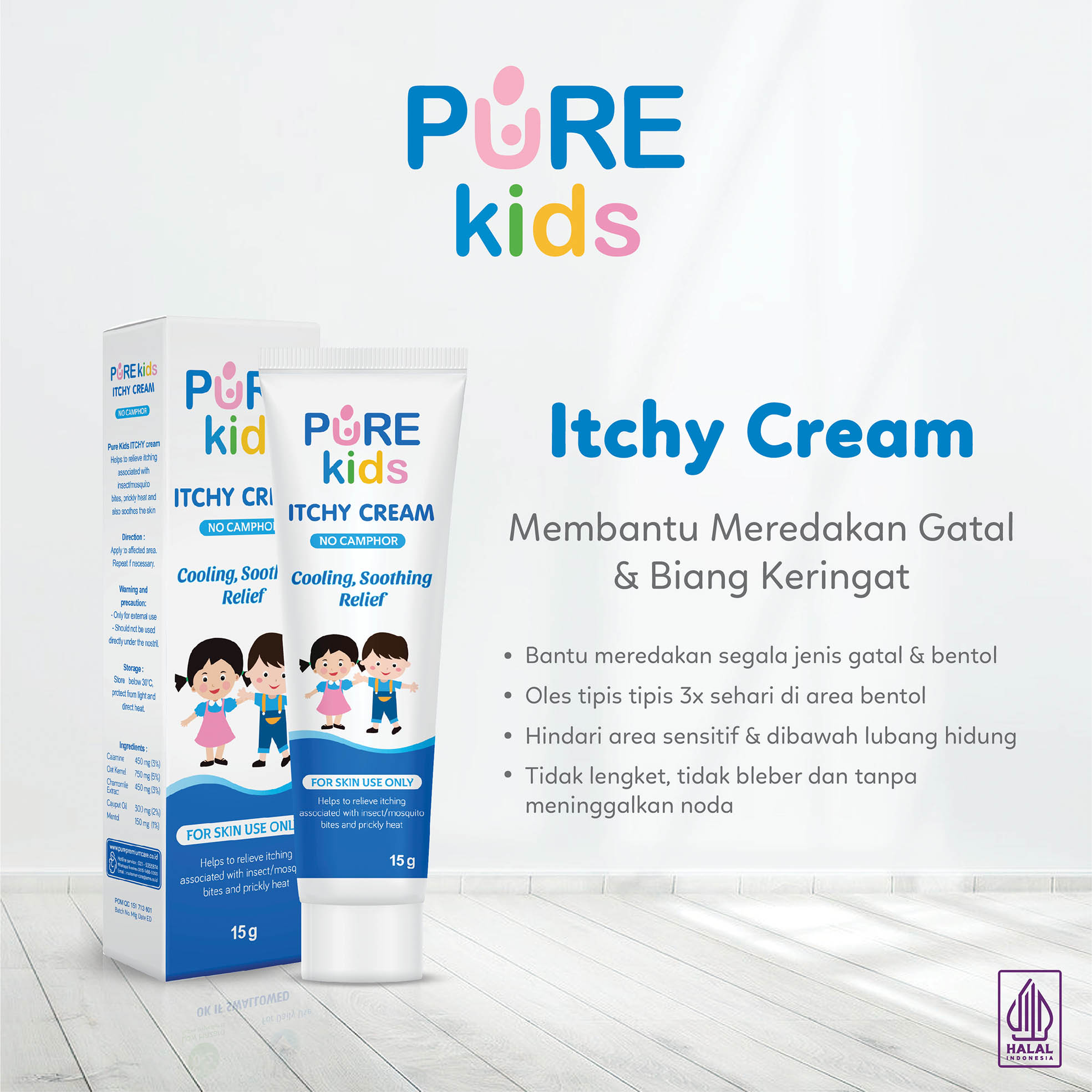 Character-Land PUREKIDS ITCHY Cream 15 gr Meredakan Kulit Gatal Anak