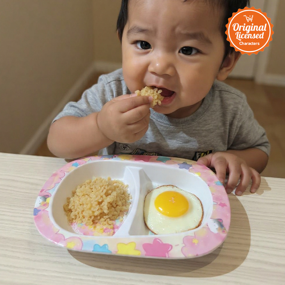 Character-Land Piring Makan Anak Sekat Melamin 24x21 cm Karakter Hewan Lucu Puchy Kitty