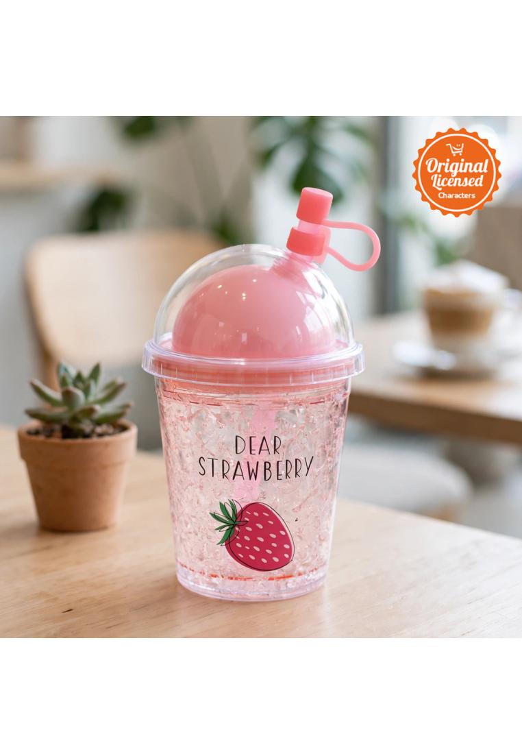 Character-Land GEL GLASS FRUITS 315ML | Gelas Minum Plastik dengan Sedotan | Cup Buah Lucu Estetik |