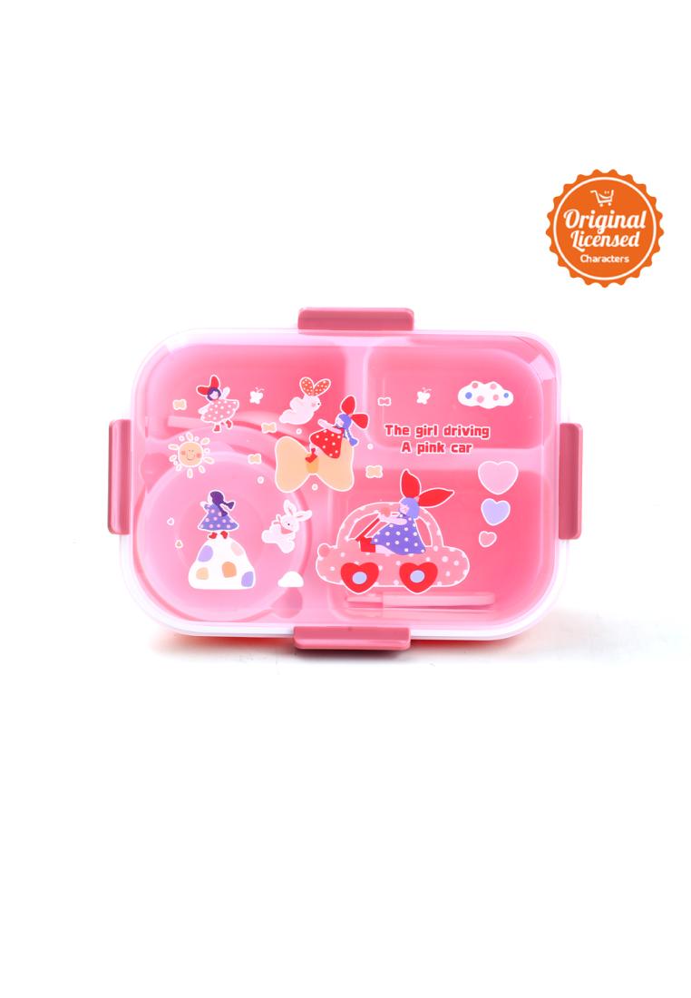 Character-Land BENTO BOX 1500ml 4 Sekat Food Grade + Sendok | Kotak Bekal Makan Anak Varian Merah