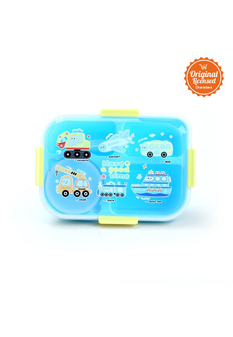 Character-Land BENTO BOX 1500ml 4 Sekat Food Grade + Sendok | Kotak Bekal Makan Anak Varian Biru