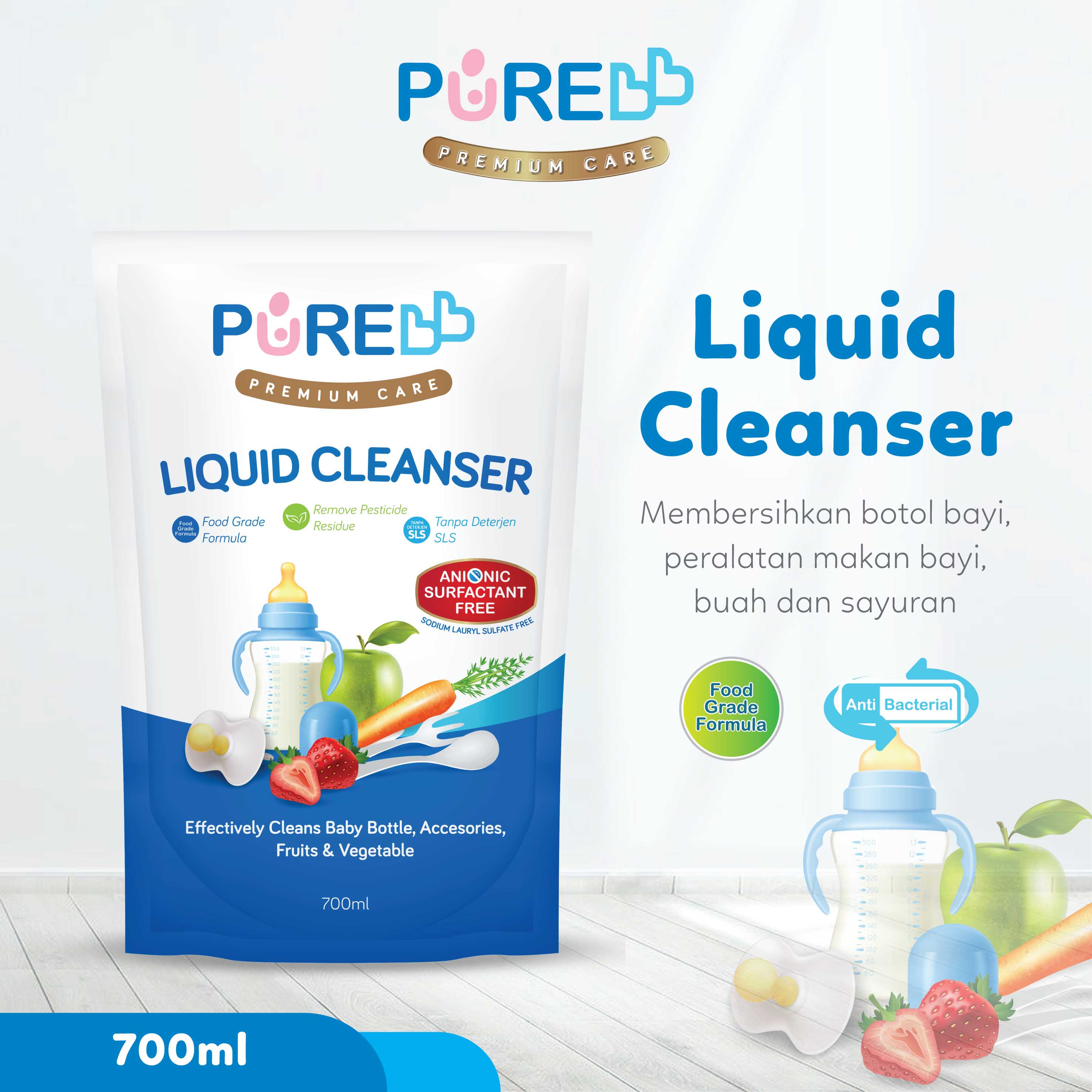 Character-Land Pure BB Combo Buy 2 Free 1 - Pure BB Liquid Cleanser Refill - 700 ml Sabun Cuci Botol