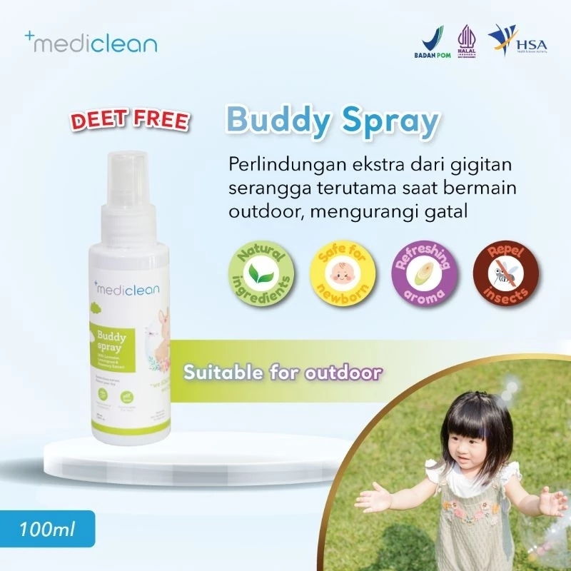 Character-Land Mediclean Buddy Spray - Spray Anti Nyamuk Anak Dewasa 100ml