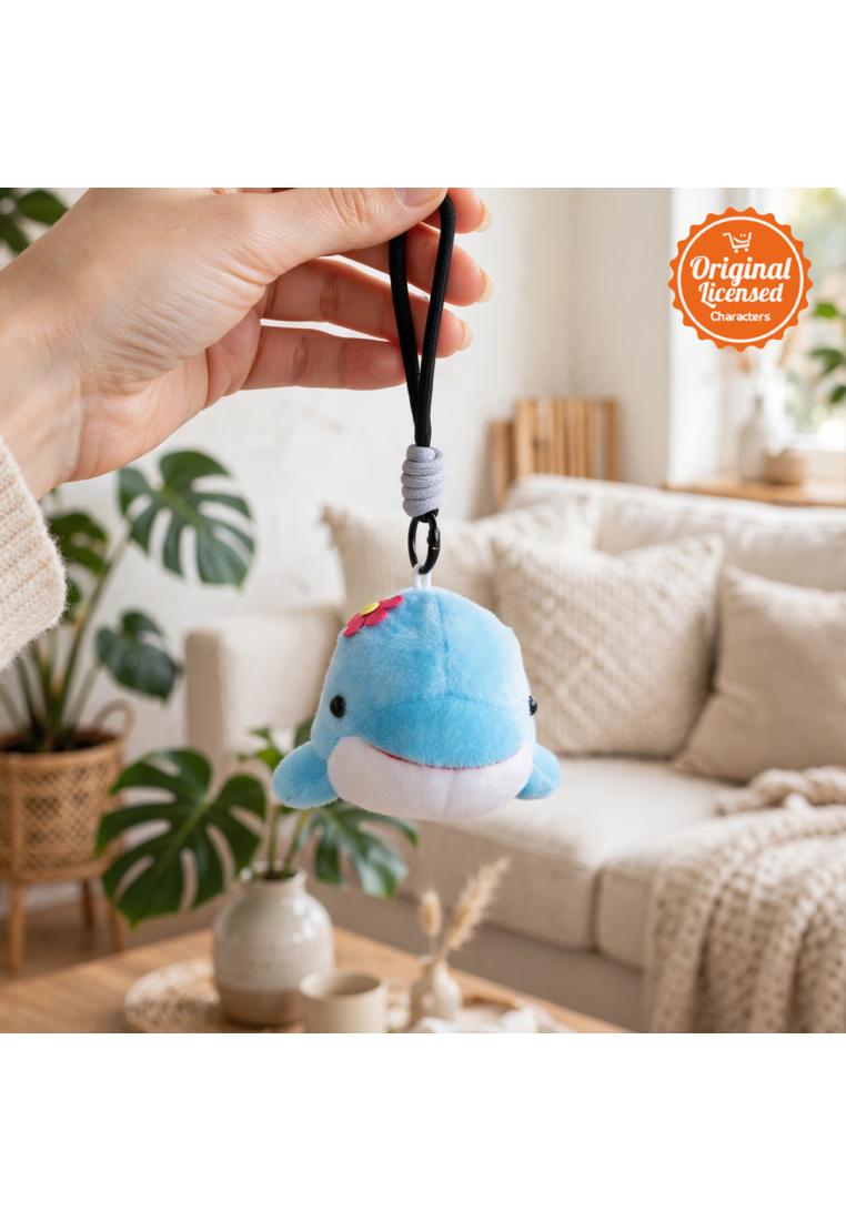 Character-Land Gantungan Kunci Lumba-Lumba Boneka 10cm Lucu dengan Pita Bunga untuk Tas, Ransel & Ku