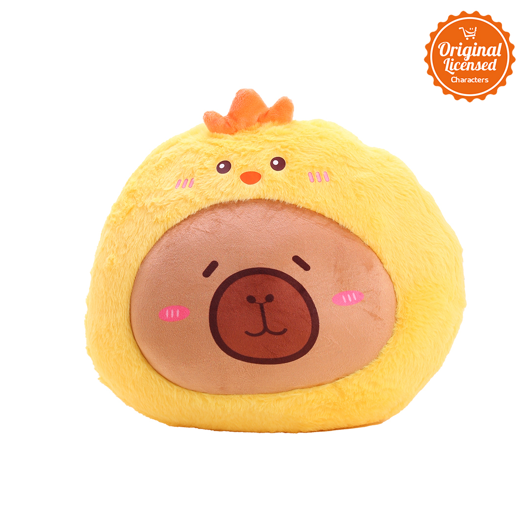Character-Land Boneka Bantal Kepala Kapibara Costum Chicken Yellow 30 cm