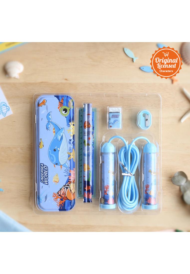 Character-Land Stationary Set 5B Perlengkapan Menulis Pensil, Tempat Pensil, Penggaris, Serutan, Pen