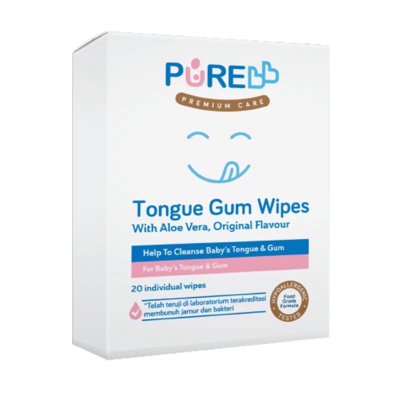 Character-Land Pure BB Tongue Gum Wipes Strawberry - Tisu Basah Gusi & Lidah Bayi (20 wipes)