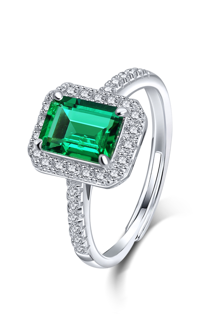 Chardwake Cincin Wanita Kristal hijau Berlian Wanita Fashion Jewelry Anti luntur Ring