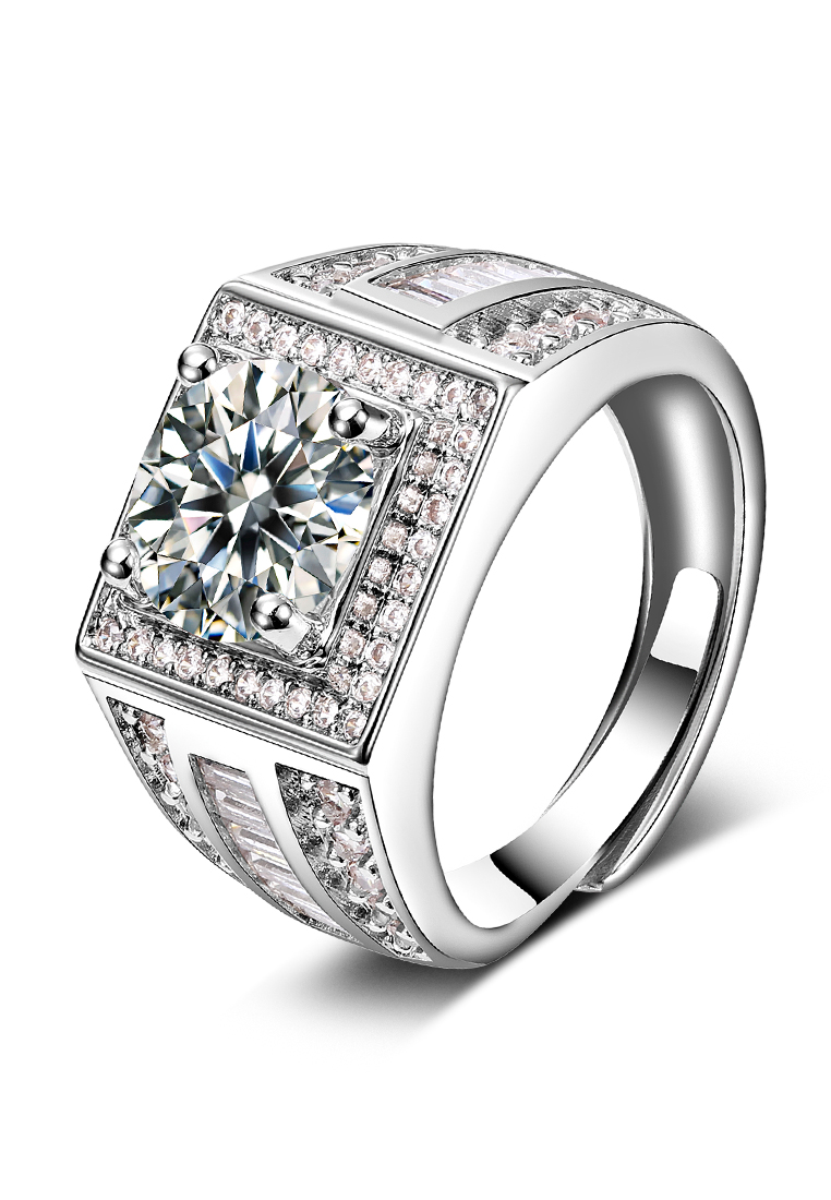Chardwake Cincin Pria Berlian Sertifikat GRA Adjustable Fashion Tunangan Cincin Cowok Rings