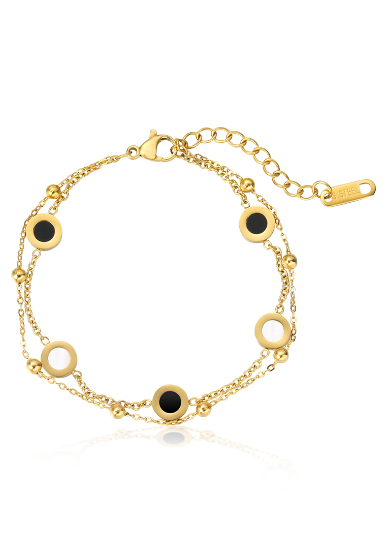 Chardwake Gelang Titanium Wanita KoreaAnti Pudar Rantai Ganda Bracelet Gelang Cewek gold color