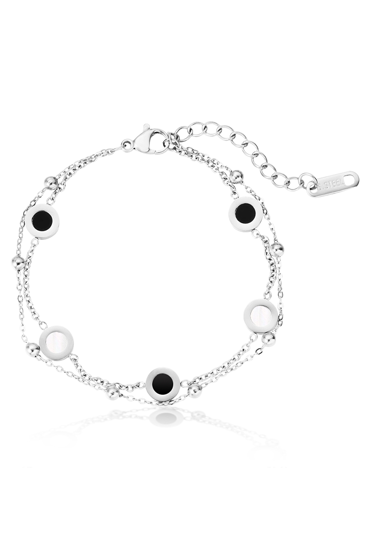 Chardwake Gelang Titanium Wanita KoreaAnti Pudar Rantai Ganda Bracelet Gelang Cewek silver color