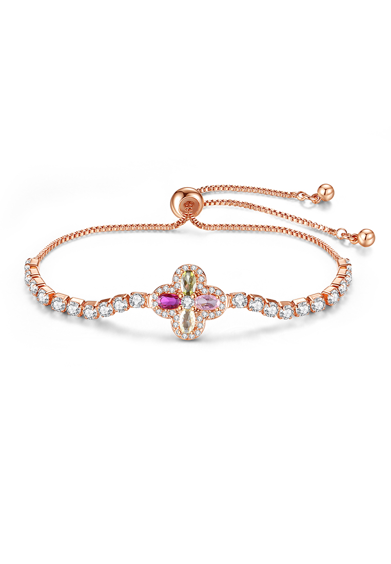 Chardwake Gelang Wanita Titanium Anti Karat Perhiasan Fashion Elegan Bunga Perempuan Gelang Cewek