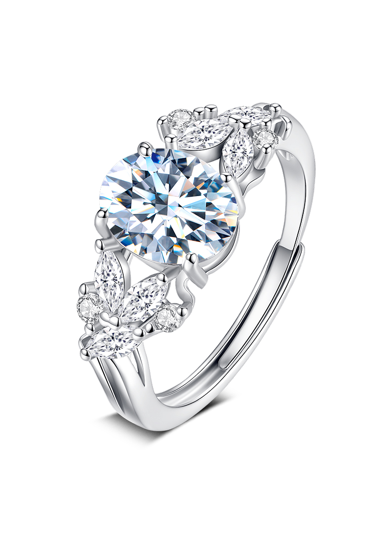 Chardwake Cincin Wanita Elegan Model Floral Batu Kristal Berkilau Cincin Fashion Mewah untuk Tunanga