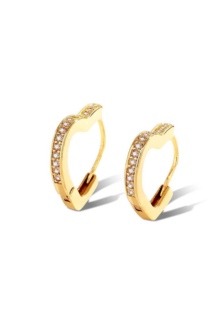 Chardwake Anting Wanita Titanium Anting Giwang Cewek Korea Elegan Gold heart shap design Earrings
