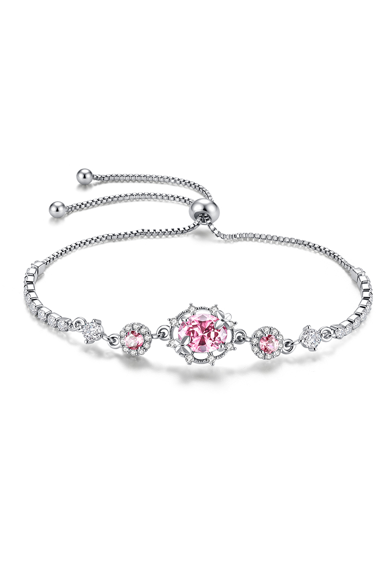 Chardwake Gelang Wanita Elegan Silver dengan Batu Kristal Berkilau Adjustable Fashion Jewelry Gelang