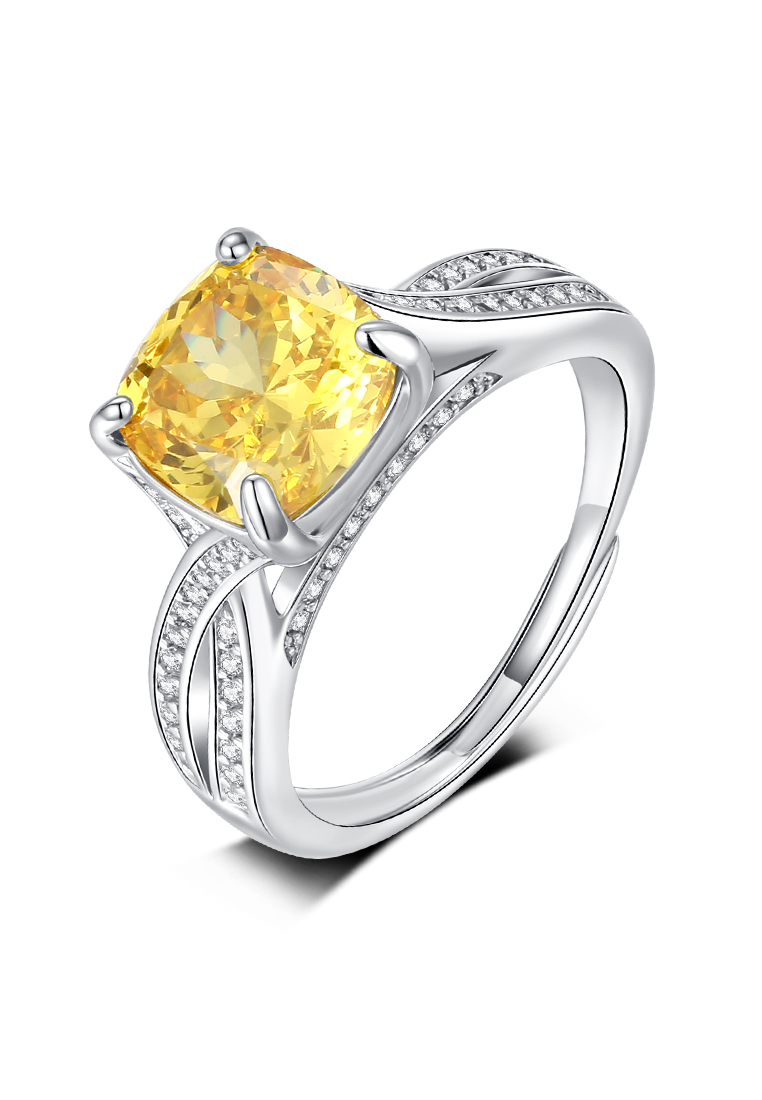 Chardwake Cincin Wanita Berlian Original Yellow Zircon Korea Fashion Perhiasan Tunangan Pertunangan 