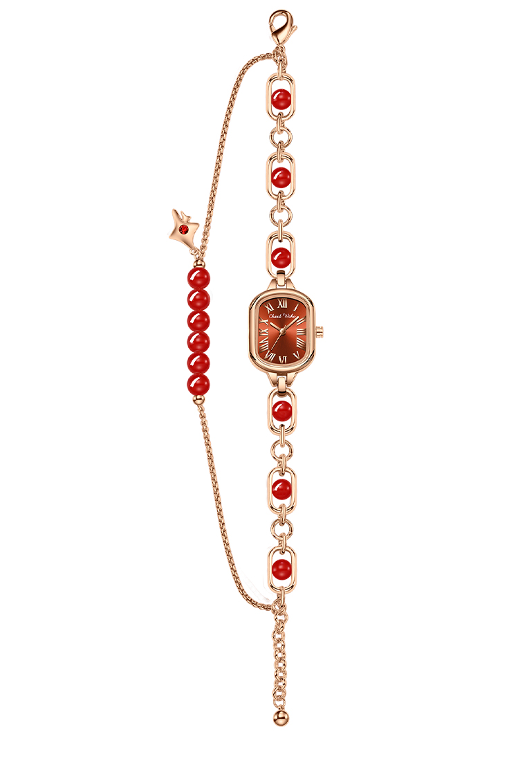 Chardwake Jam Tangan Wanita Gelang Original Korea Elegan Anti Air Jam Tangan Cewek red