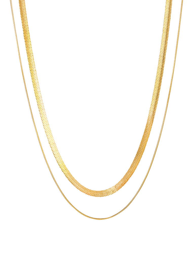 Chardwake Kalung Pria Fashion Korea Double Kalung Titanium Anti-Menghitam Cowok Kotak Gratis gold