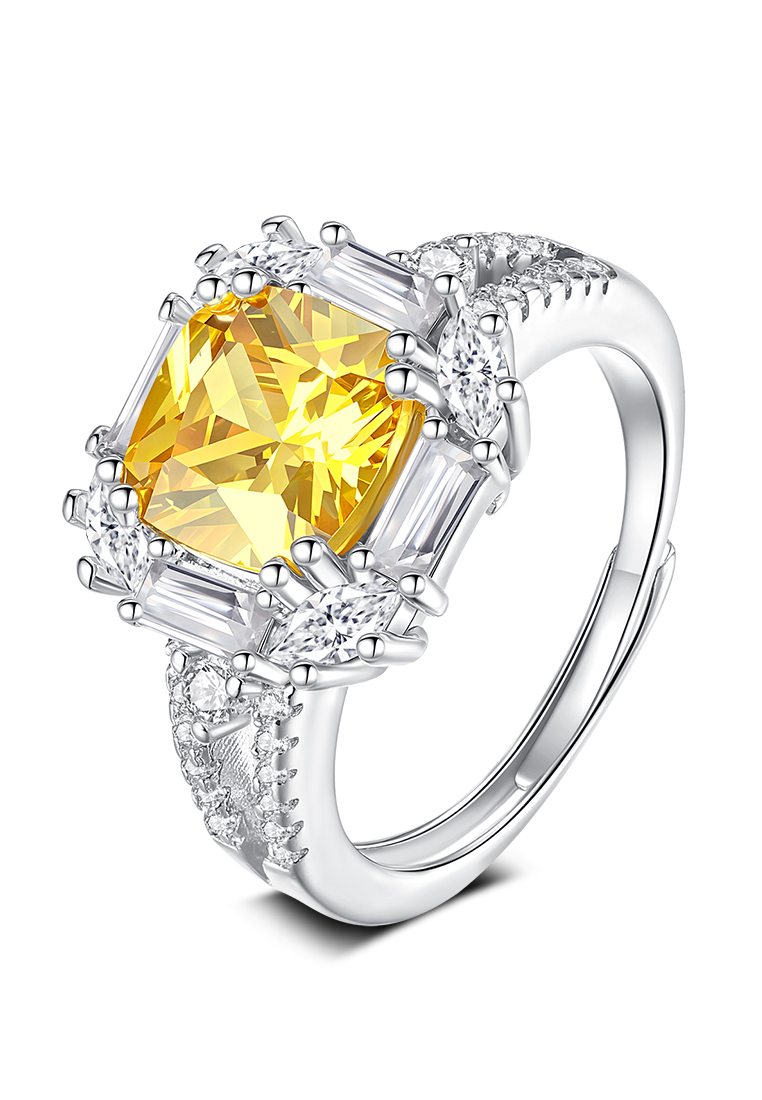 Chardwake Cincin Wanita Original Aksesoris Korea Vintage Yellow Zircon Cewek Aksesoris Adjustable Tu