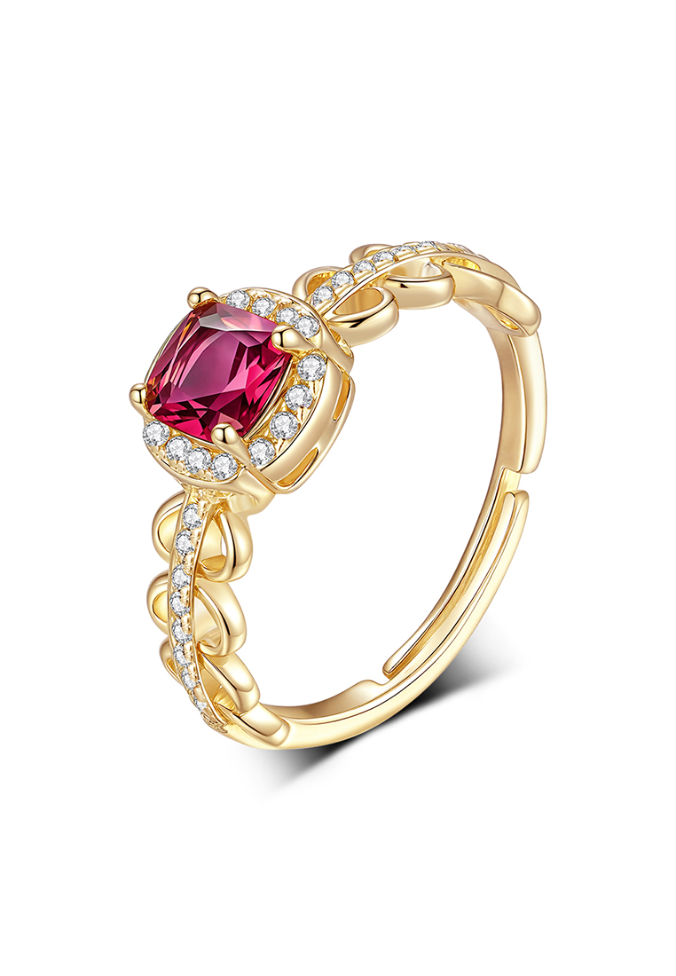 Chardwake Cincin Wanita Berlian Batu Permata berwarna merah muda Korea Fashion Cewek Tunangan Rings 