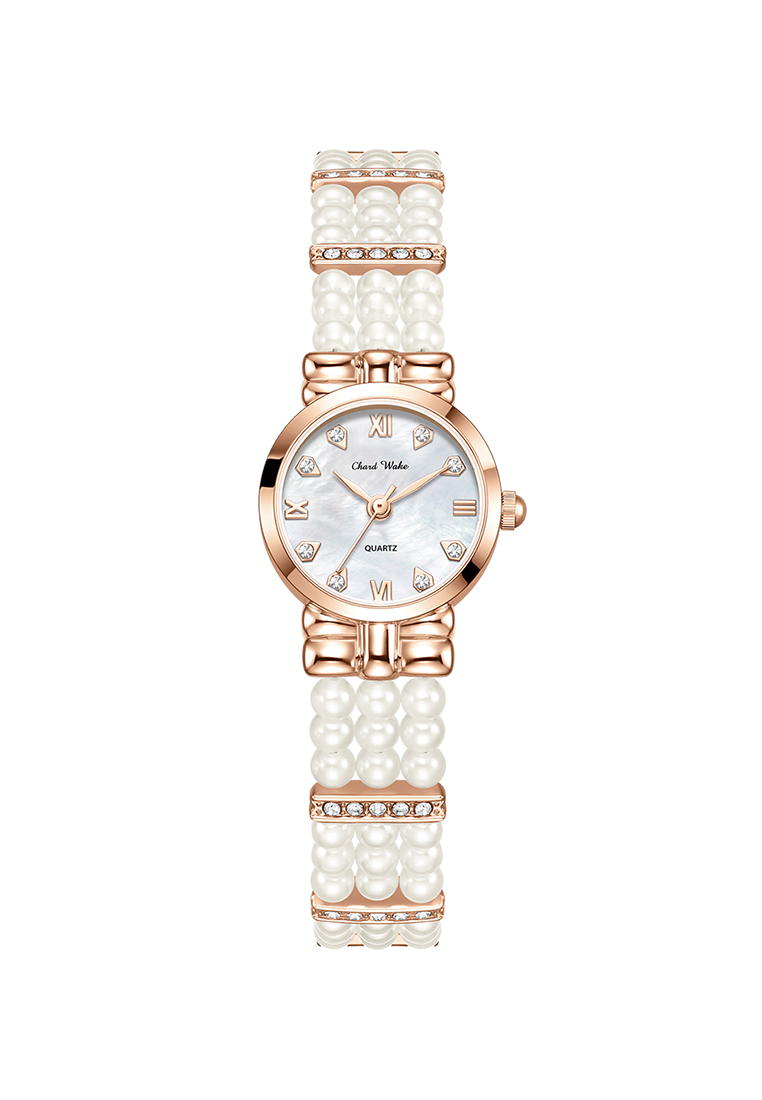 Chardwake Jam Tangan Wanita Gelang Anti Air Original Fashion Korea Tali Mutiara Jam Tangan Cewek Ros