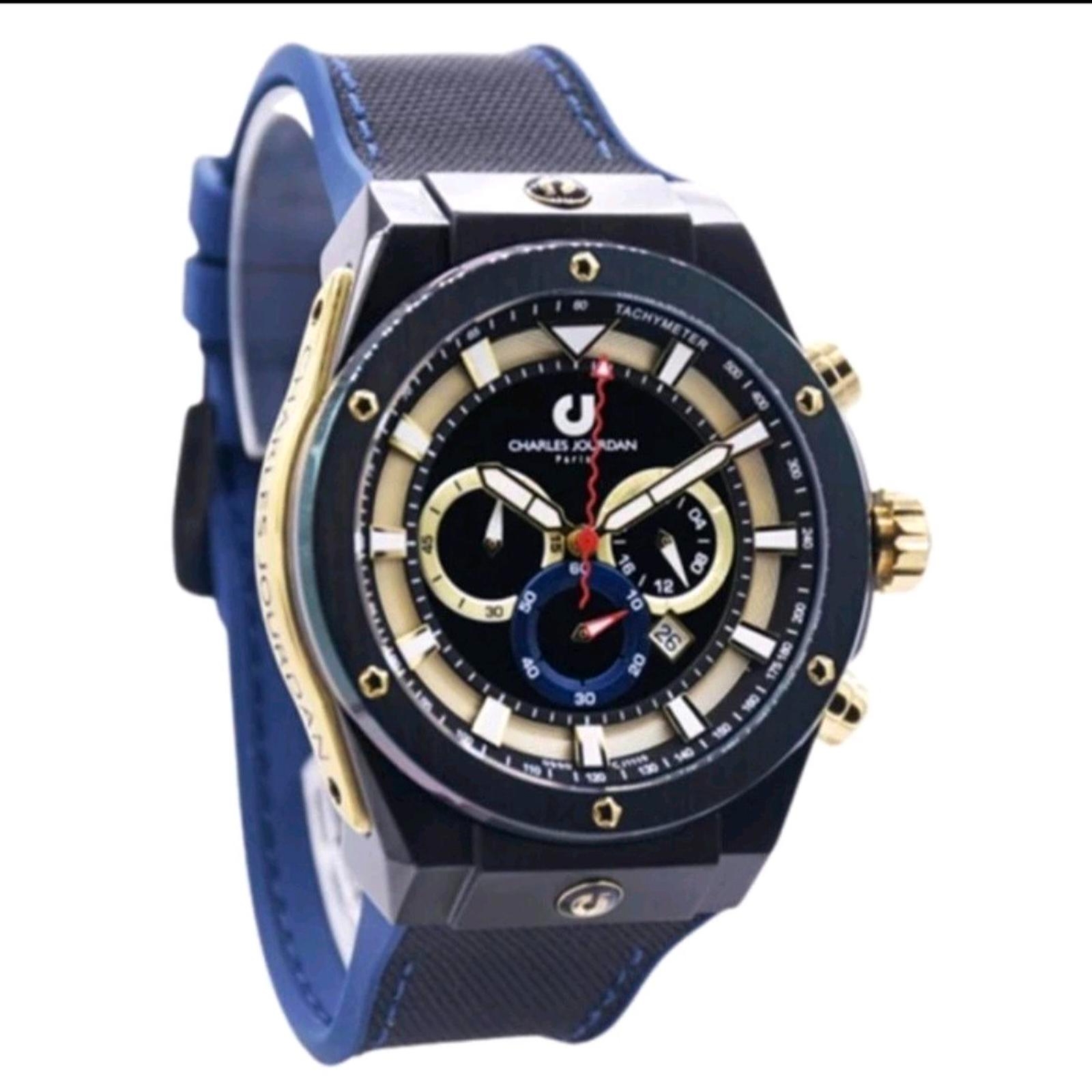 Charles Jourdan CJ1119-1022C Karet Biru Hitam Cowok