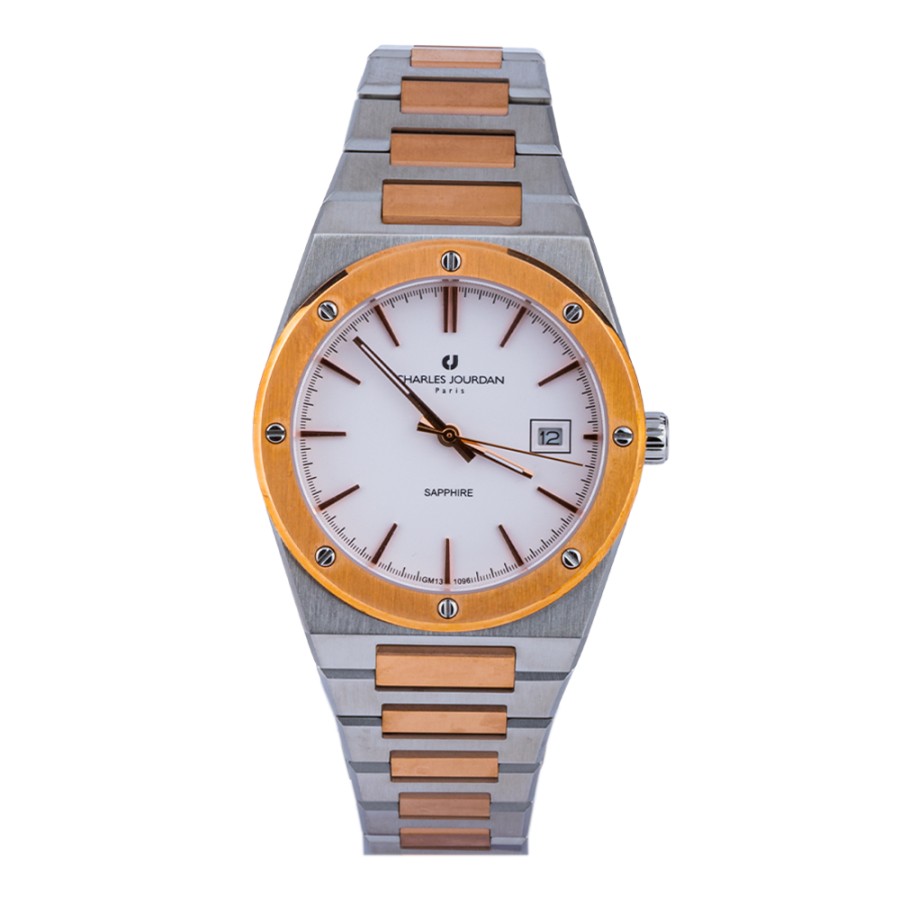 Charles Jourdan CJ1096-2612 Ring Gold Rantai Kombinasi Cowok