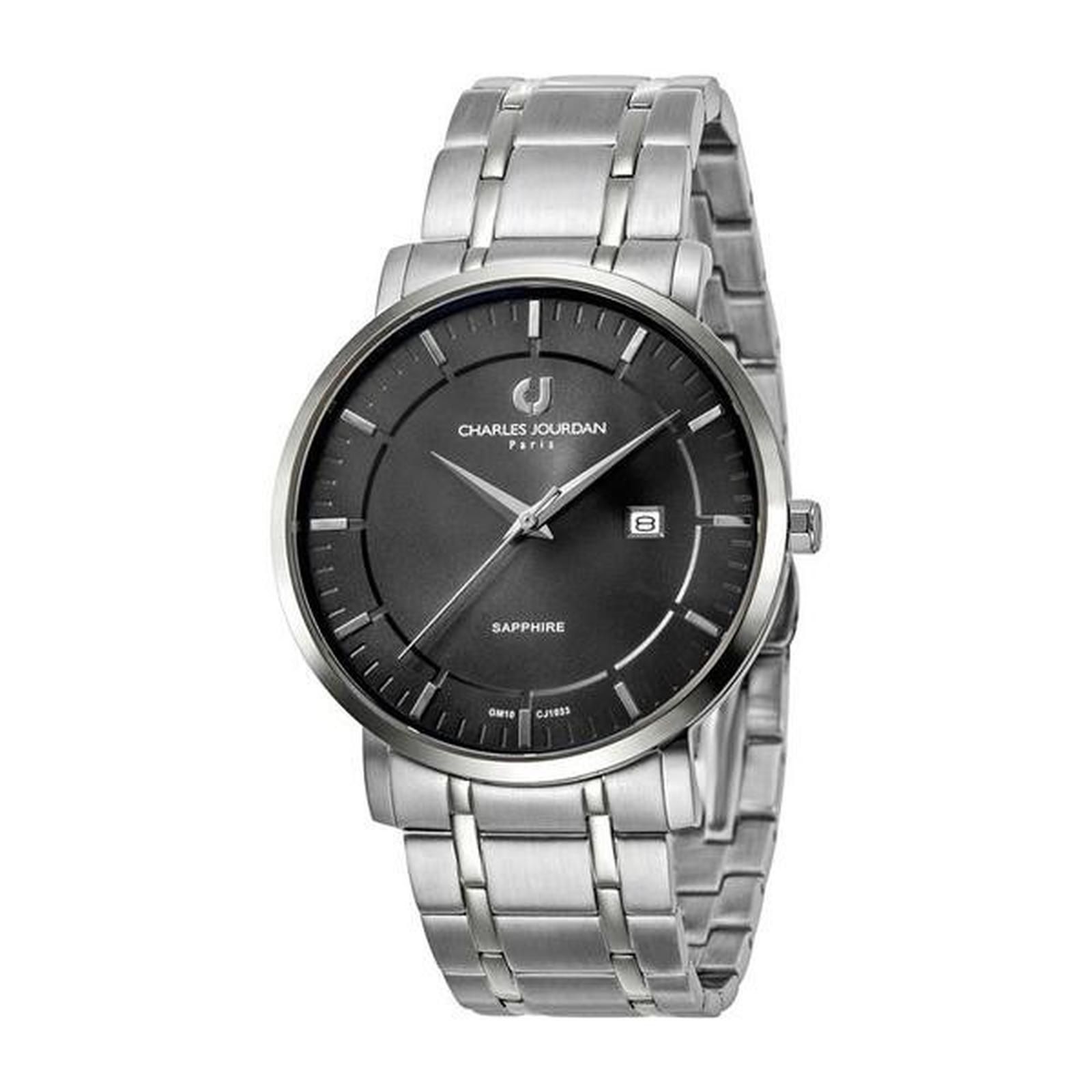 Charles Jourdan CJ1032-1332 Silver Dasar Hitam Cowok