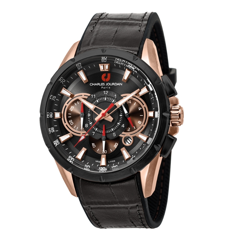 Charles Jourdan CJ1029-1532C - Jam Tangan Pria - Black Rosegold