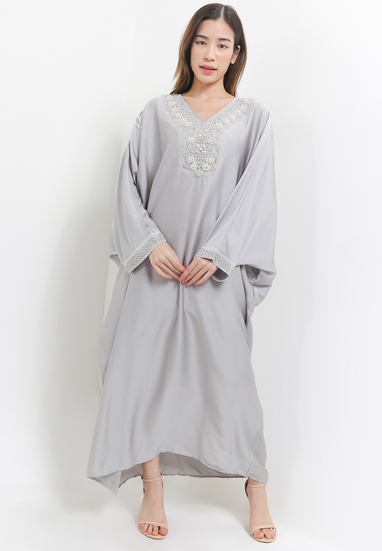 Chic Simple Embellished Silky Kaftan