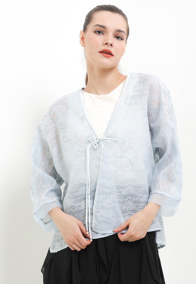 Chic Simple Flo Emb Qipao Outer Lined W/Flo Lace