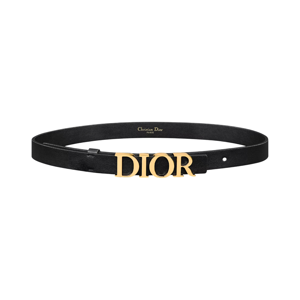 Christian Dior [4.4PRIL KEJUTAN HARGA] D-Dream Smooth Calfskin Belt 20mm Black Ghw