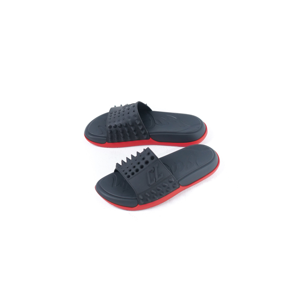 CHRISTIAN LOUBOUTIN Sandal CHRISTIAN LOUBOUTIN TAKE IT EASY RED BLACK FLAT RUBBER SLIDE 100% ORIGINA