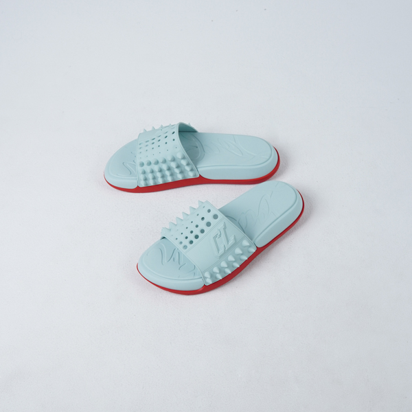 CHRISTIAN LOUBOUTIN Sandal CHRISTIAN LOUBOUTIN TAKE IT EASY ICEBURG BLUE FLAT RUBBER SLIDE 100% ORIG