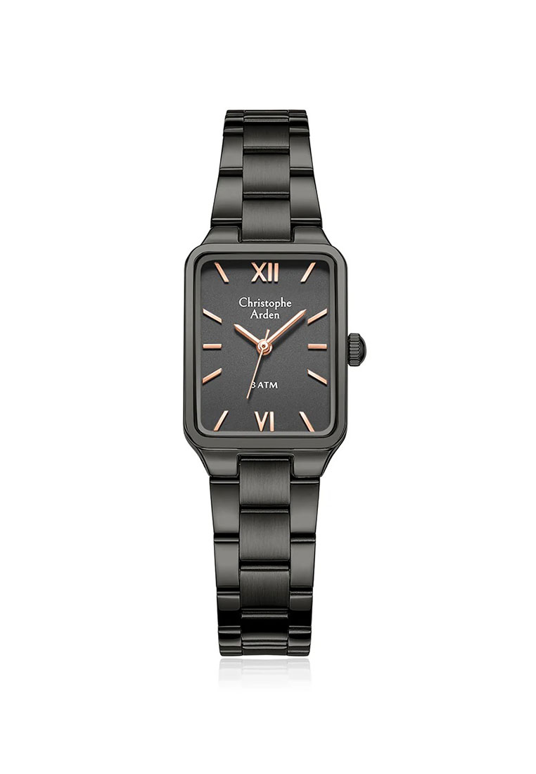 Christophe Arden Jam Tangan Wanita Christope Arden - Black Rosegold - Stainless Steel - 1001 LHBIGDG