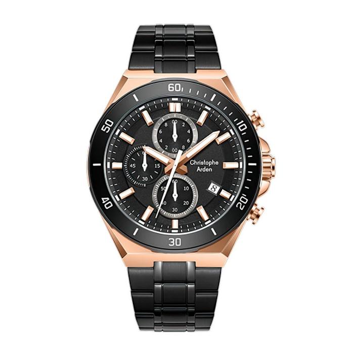 Christophe Arden Cristophe Arden Jam Tangan Pria - Black Rosegold - Stainless Steel - 3007 MCFBRBA