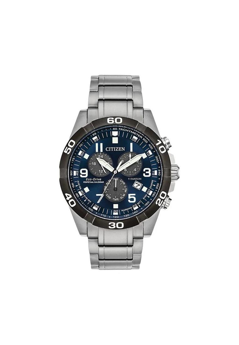 Citizen Jam Tangan Pria Citizen Chronograph BL5558-58L  Super Titanium Blue Dial Titanium Strap