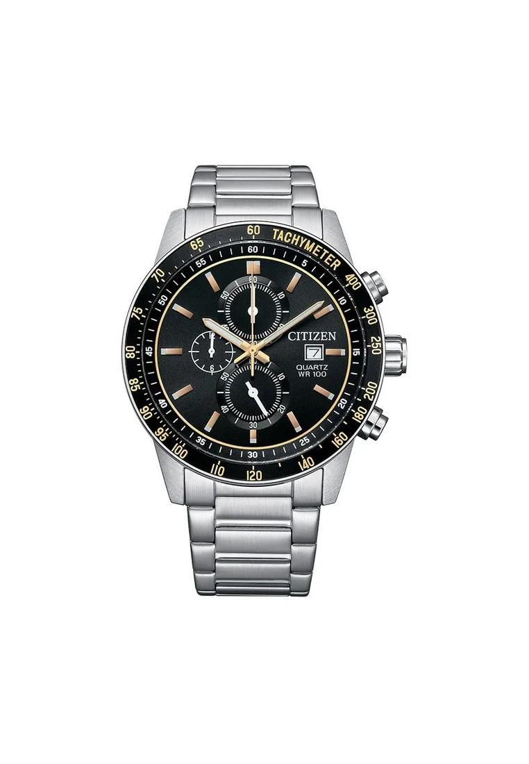 Citizen Jam Tangan Pria Citizen Chronograph AN3681-57E Black Dial Stainless Steel Strap