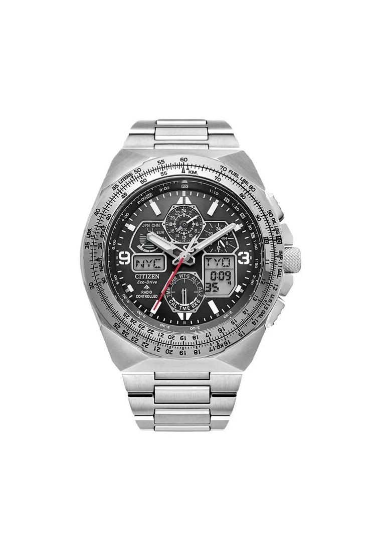 Citizen Jam Tangan Pria Citizen Promaster JY8120-58E Skyhawk A-T Black Dial Stainless Steel Strap