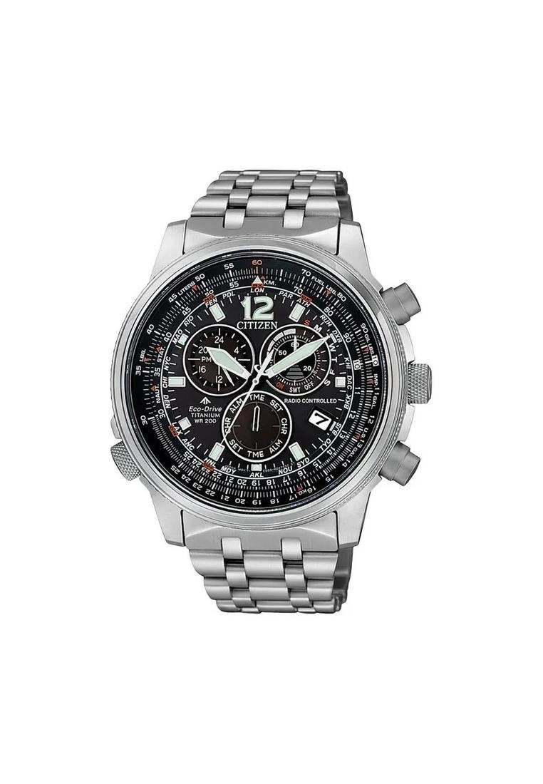 Citizen Jam Tangan Pria Citizen Promaster CB5850-80E Pilot Radio Controlled Chronograph Black Dial T