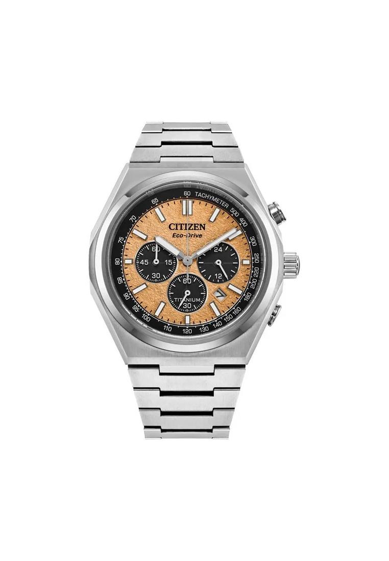 Citizen Jam Tangan Pria Citizen Eco-Drive CA4610-85Z Forza Super Titanium Chronograph Orange Dial Ti